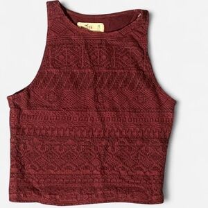 Hollister Women's Maroon Textured Crop Top